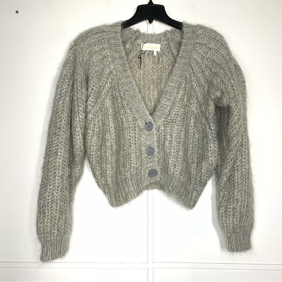 REMAIN BIRGER CHRISTENSEN Luna Cable-Knit Cardigan in Pearl Blue - Picture 4 of 14